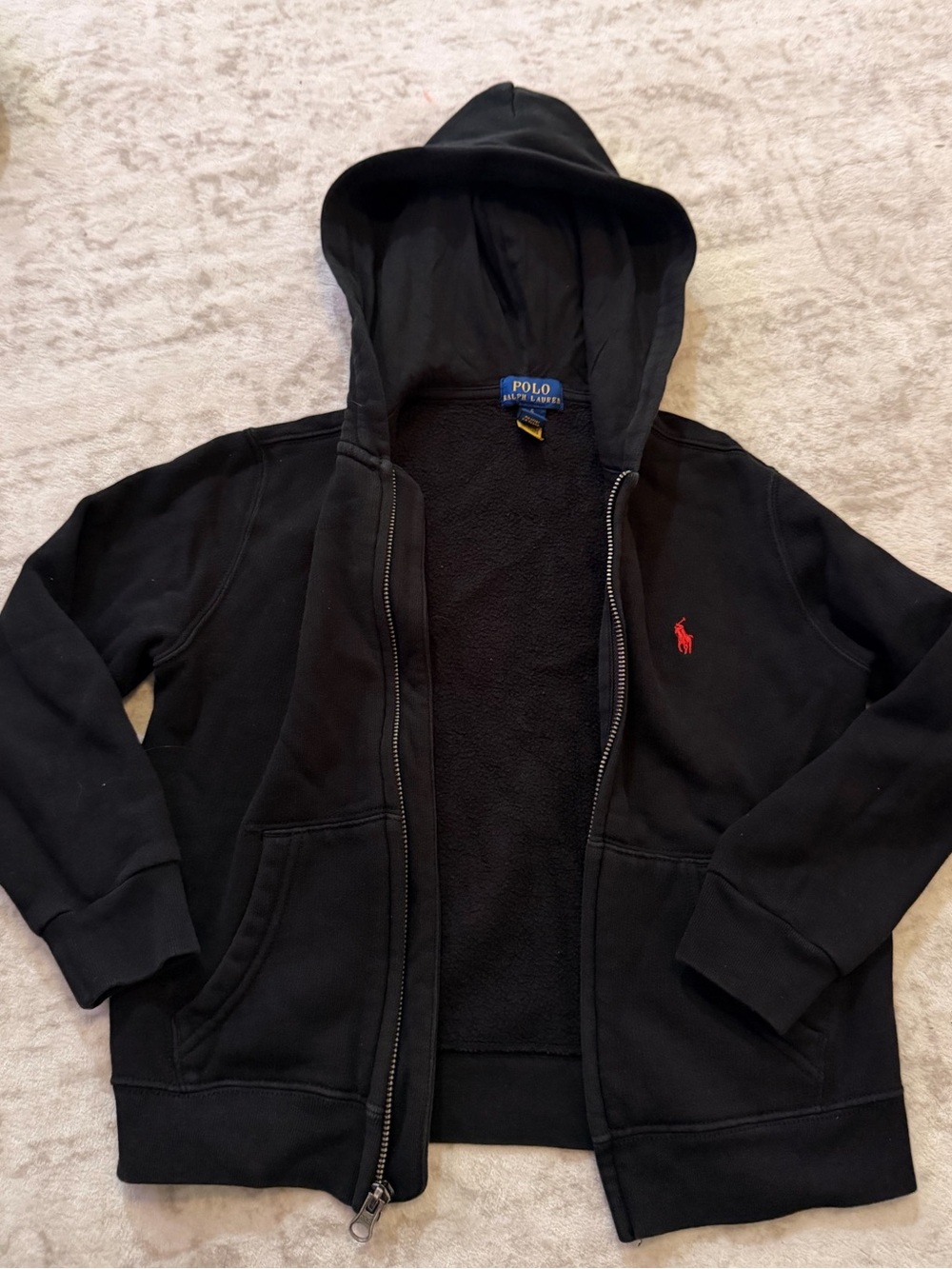 Polo by Ralph Lauren Black Zip Hoodie with Red Pony